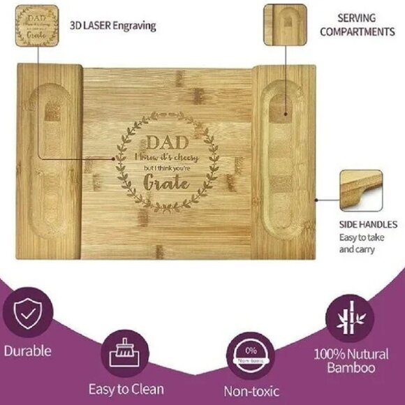 Dad Bamboo Cheese Board - Picture 3 of 4